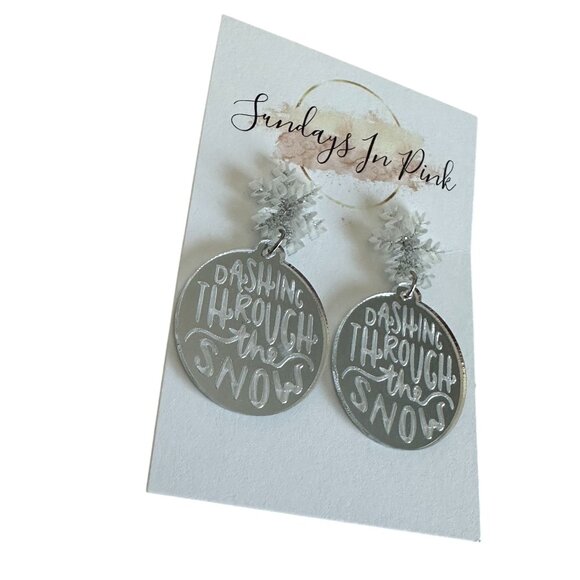 DASHING THROUGH THE SNOW Christmas Earrings NEW - Picture 3 of 4